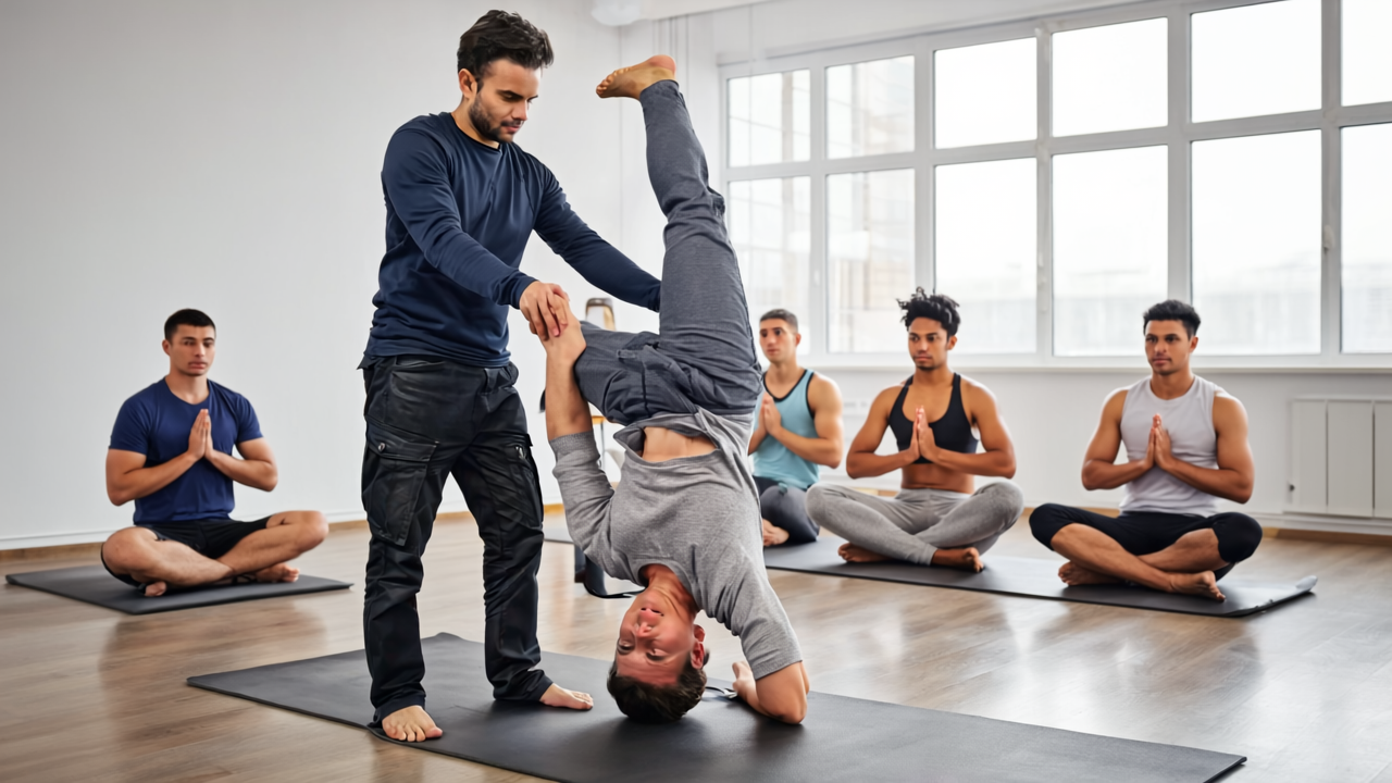 Gen4 This instructor teaching yoga to few more male clients 3687556199